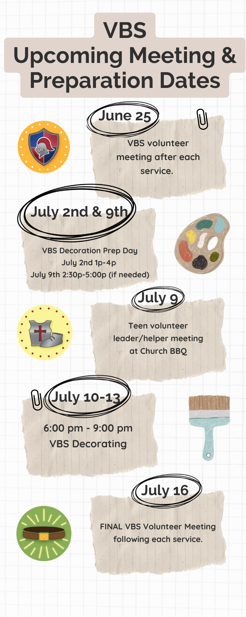 VBS Volunteer Meetings & Prep Days Cornerstone Community Church Riverton, WY